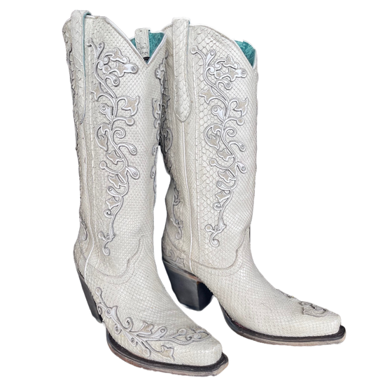 Womens white cowboy boots for wedding sales