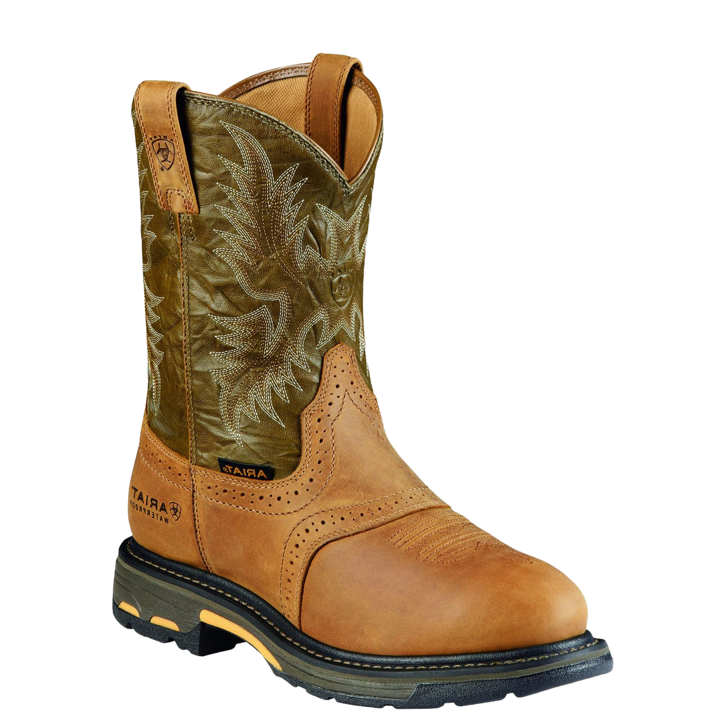 Load image into Gallery viewer, Ariat Men&amp;#39;s WorkHog Pull-On H2O Boots Aged Bark Army Green 10008633
