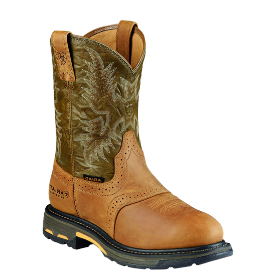 Load image into Gallery viewer, Ariat Men&amp;#39;s WorkHog Pull-On H2O Boots Aged Bark Army Green 10008633
