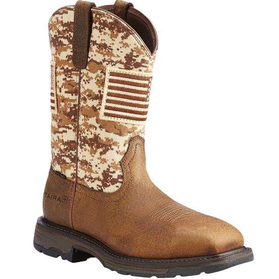Ariat Men's Brown Workhog Patriot Square Steel Toe Work Boots 10022968