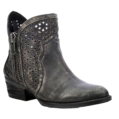 Load image into Gallery viewer, Circle G by Corral Ladies Shortie Black/Grey Cutout Bootie Q0001
