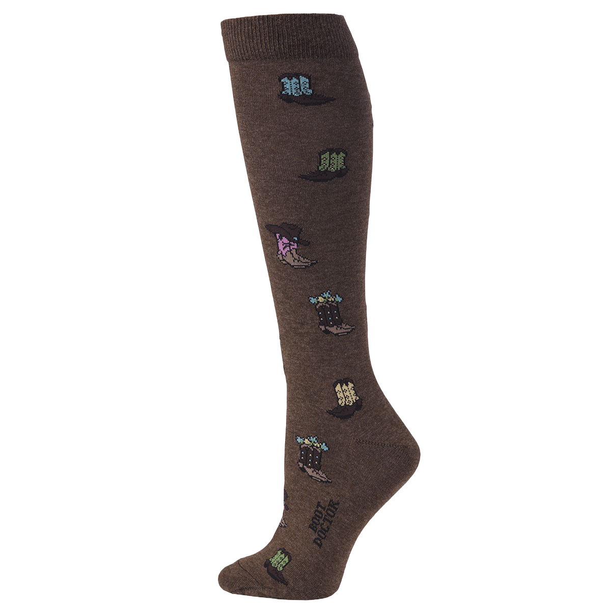 Boot Doctor Ladies Cowboy Boot Print Brown Tall Socks 0417102
