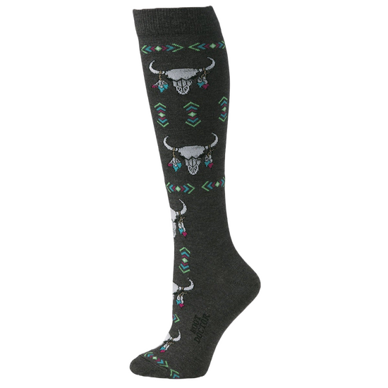 Boot Doctor Ladies Skull & Aztec Pattern Dark Grey Tall Socks 0417006