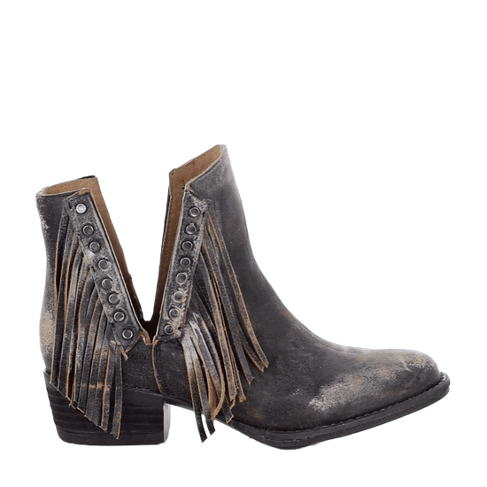 Circle G by Corral Ladies Black Studs Fringe Booties Q5089