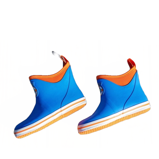 Buoy Children's Blue & Orange Rubber Slip On Deck Boots BB103