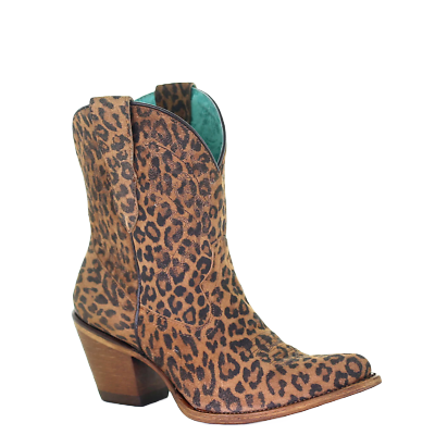 Corral Ladies Leopard Print Embroidery Ankle Boots E1650