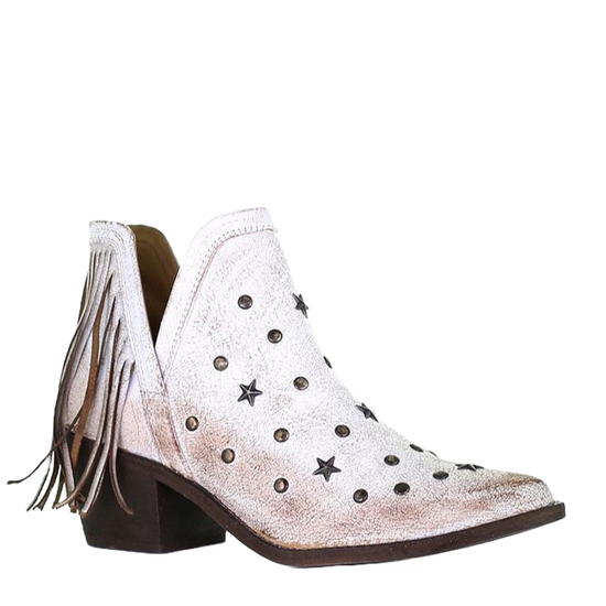 Load image into Gallery viewer, Circle G by Corral Ladies White Studs &amp;amp; Fringe Ankle Booties Q0189
