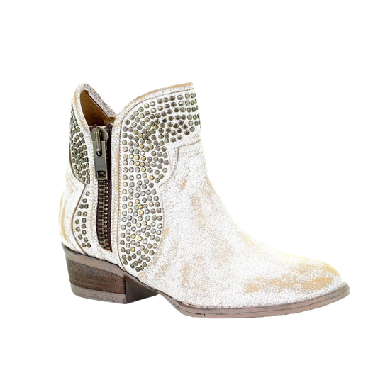 Circle G By Corral Ladies Camel White Studs Shortie Ankle Boots Q0126