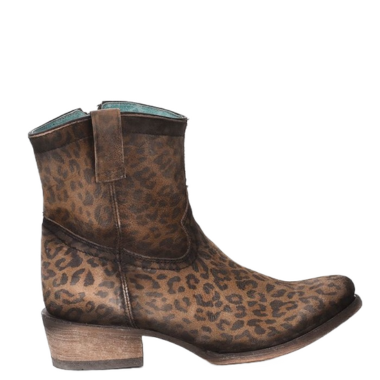 Corral Ladies Brown Leopard Print Round Toe Booties C3627