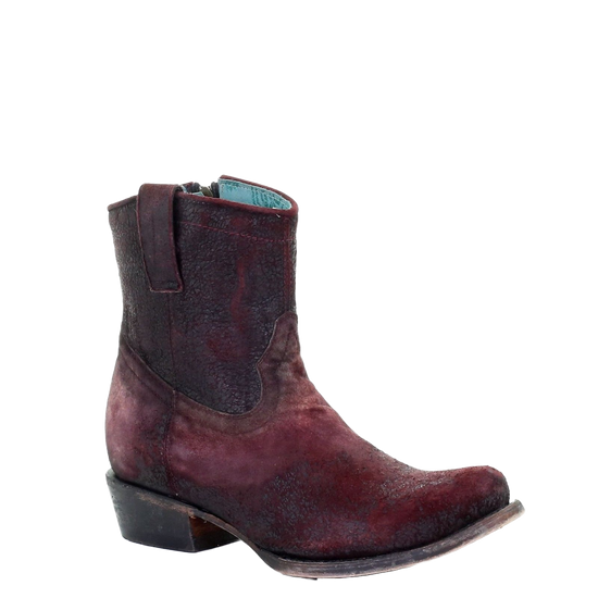 Corral Ladies Wine Red Lamb Round Toe Shortie Ankle Boots C3416