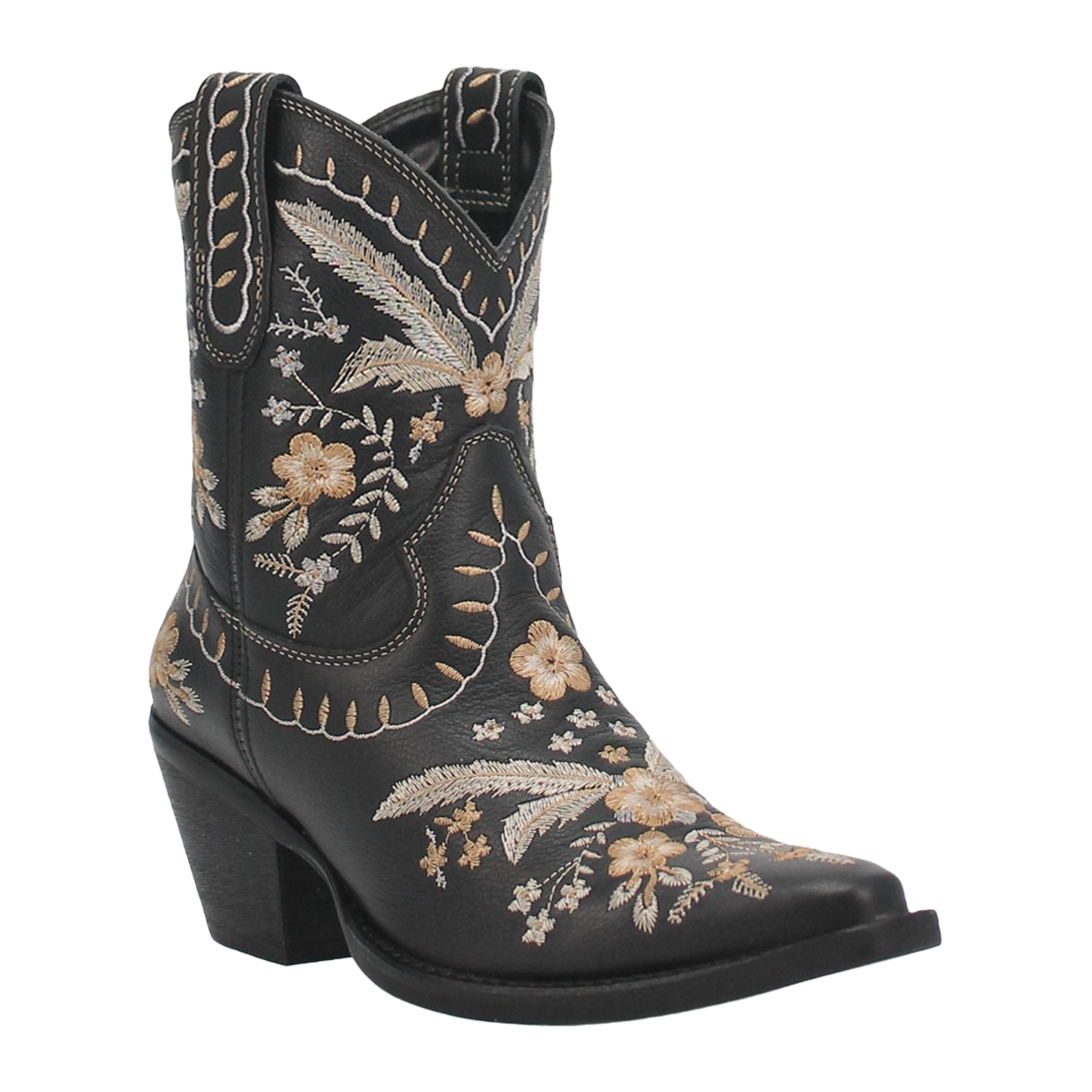 Dingo Ladies Primrose Floral Embroidery Black Western Booties DI748 BK