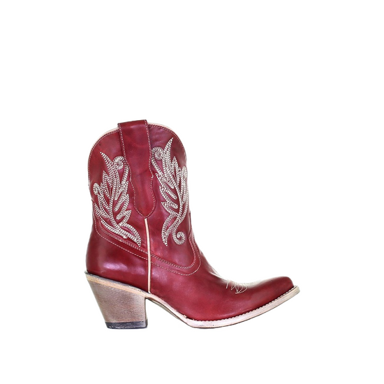 Corral Ladies Red Embroidered Zip Up Ankle Boots E1667