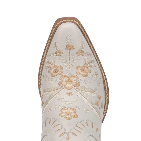 Dingo Ladies Primrose Floral Embroidery White Western Booties DI748-WH