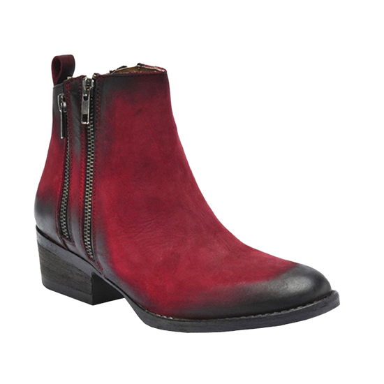 Circle G by Corral Ladies Burnished Red Double Zipper Bootie Q0023
