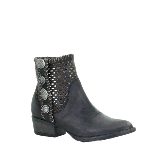Load image into Gallery viewer, Circle G By Corral Ladies Cutout &amp;amp; Studded Black Ankle Boots Q0117

