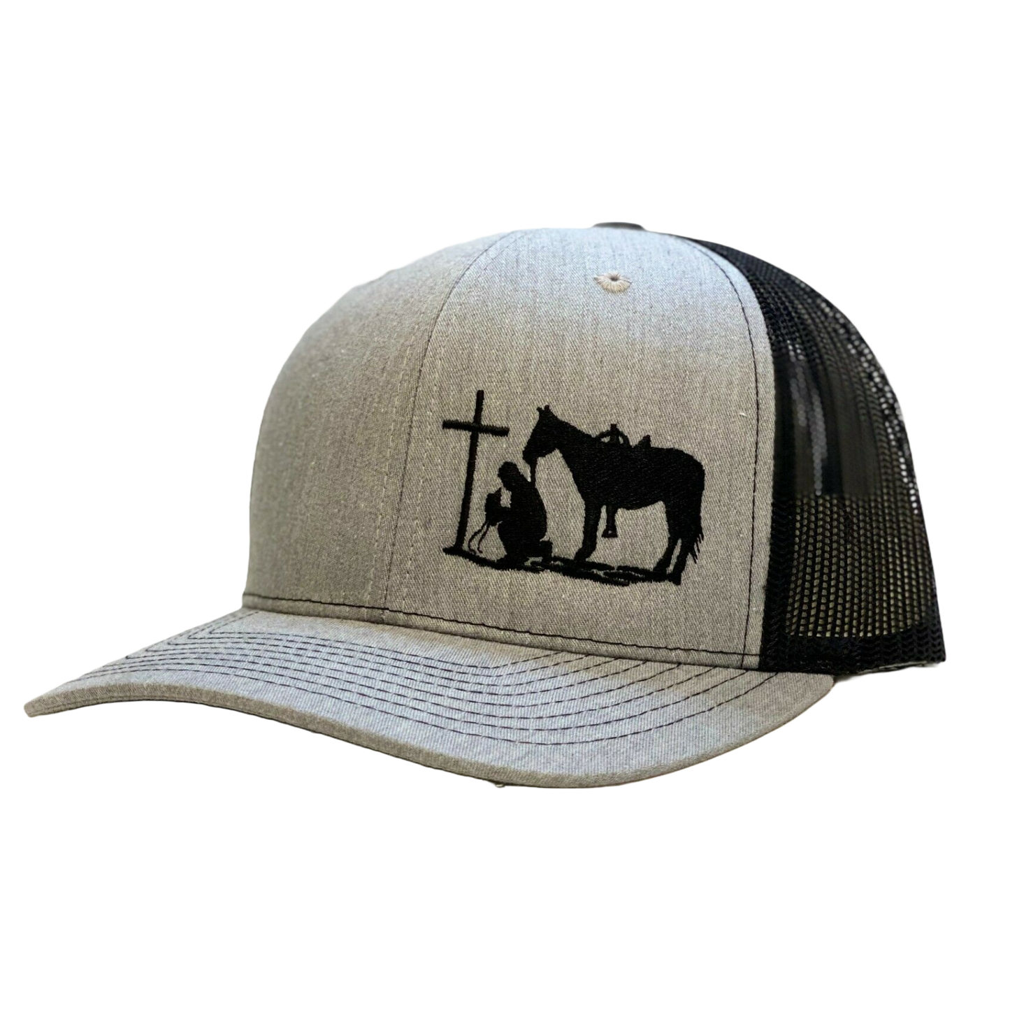 Load image into Gallery viewer, Dally Up Heather Grey and Black Cowboy Praying Snapback Cap DALLY-160
