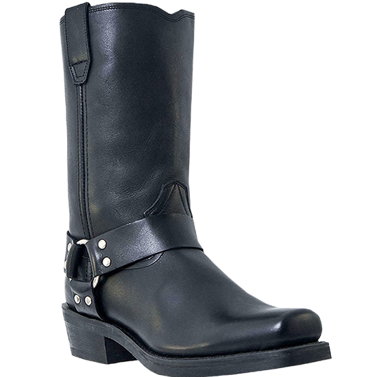 Dingo Men's Black Dean Leather Harness Boots DI19057-BK