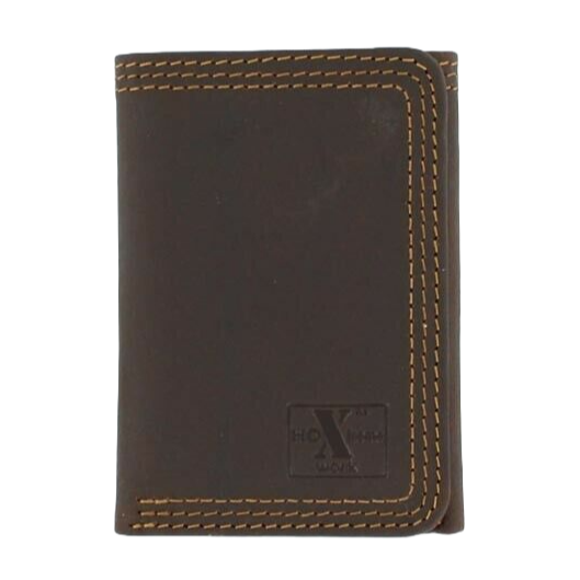 HD Xtreme Mens Work Brown Leather Trifold Wallet N6310802