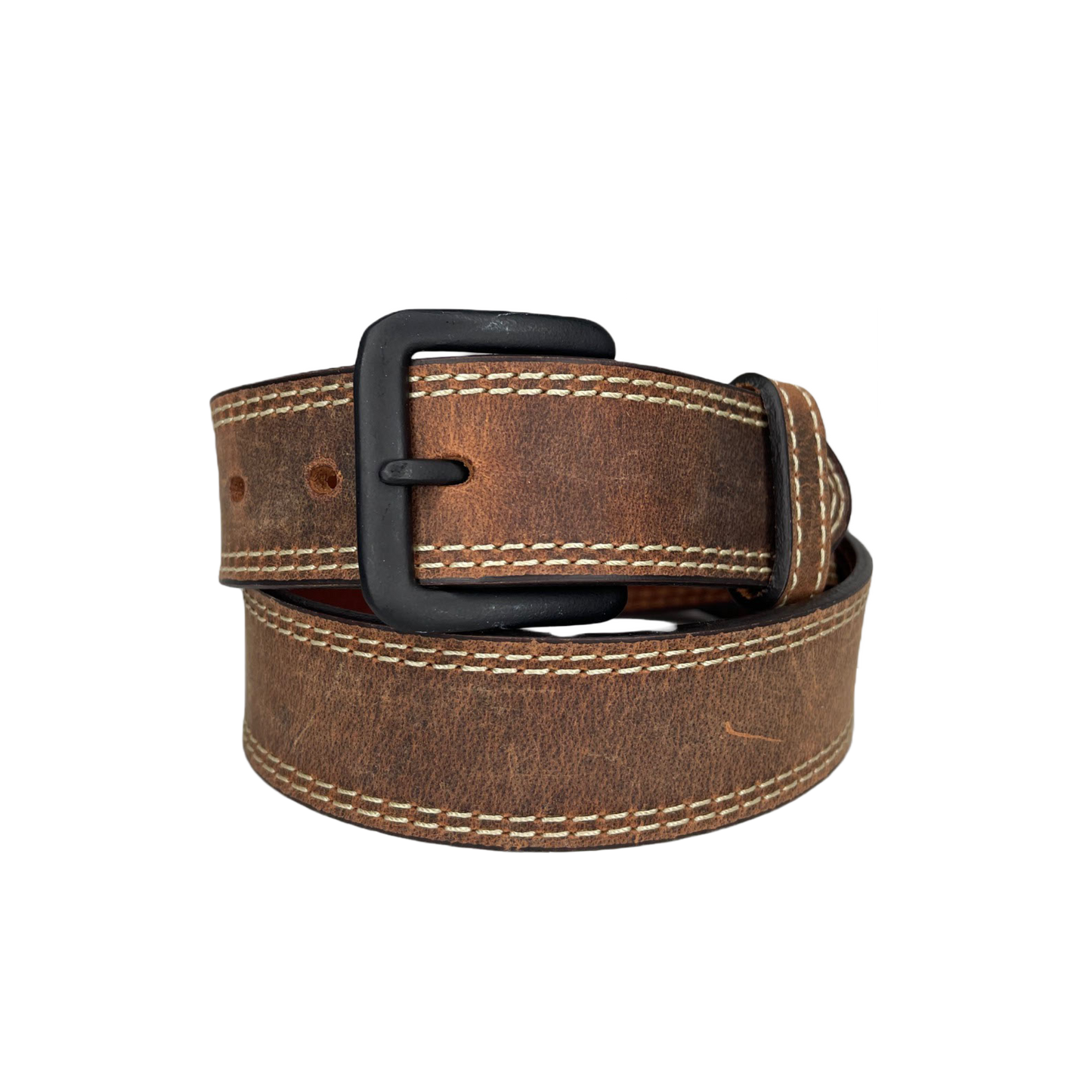 Heritage Leathers USA Men's Vintage Stitched Brown Belt 2102