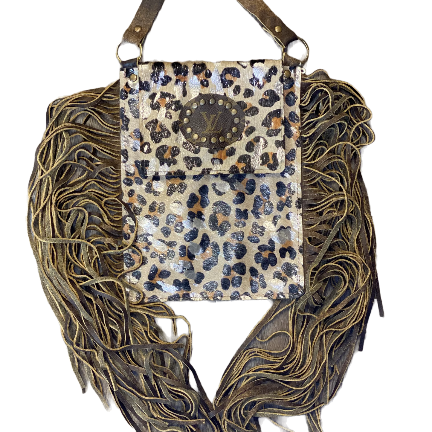 Keep It Gypsy Louis V Upcycled Leopard Cowhide Crossbody KGLP08