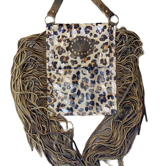 Keep It Gypsy Louis V Upcycled Leopard Cowhide Crossbody KGLP08