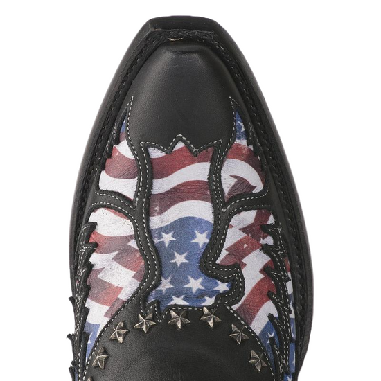 Lane Ladies Old Glory American Flag Jet Black Snip Toe Boots LB0414A