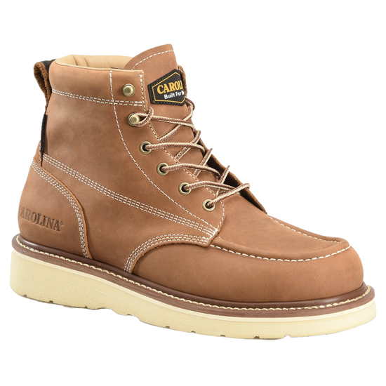Carolina Amp 6 Inch Brown Waterproof Moc Toe Wedge Work Boot 8.5 D