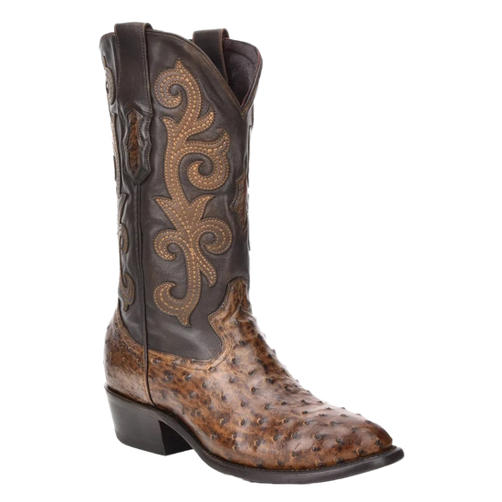 Montana Men's Honey Brown Embroidered  Overlay Round Toe Boots M2126