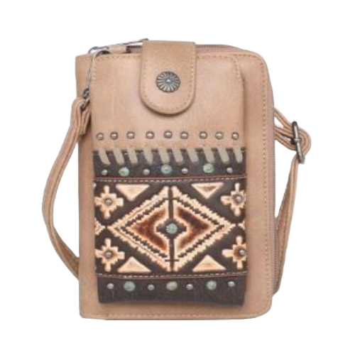 Montana West® Aztec Tooled Collection Khaki Phone Wallet MW1066-183KH