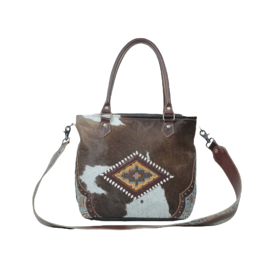 Myra Bag Ladies Western Domerang Canvas & Hairon Bag S-5275