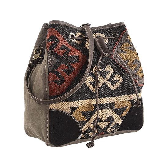 Olay Aztec Rug Woven & Cowhide Canvas Shoulder Bag LB269
