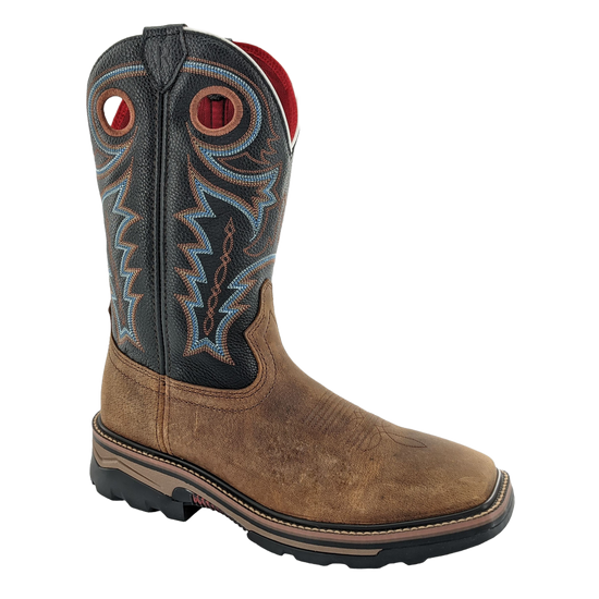 R. Watson Men's Coffee Distressed Buffalo Steel Toe Boots RW1012ST-WP