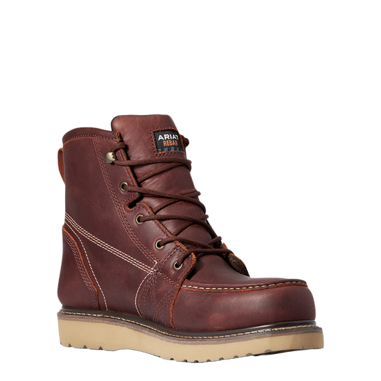 Ariat Men's Rebar Wedge MOC Toe 6" H2O Rusted Copper Boot 10035916