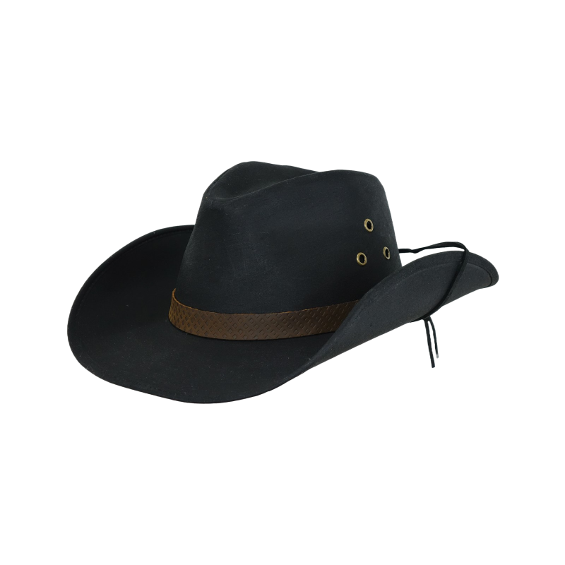 Outback Trading Men's Trapper Waterproof Oilskin Black Hat 1481-BLK