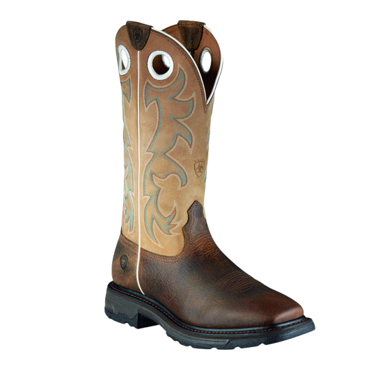 Ariat® Men's Beige Workhog Square Toe Tall Earth Boots 10008205