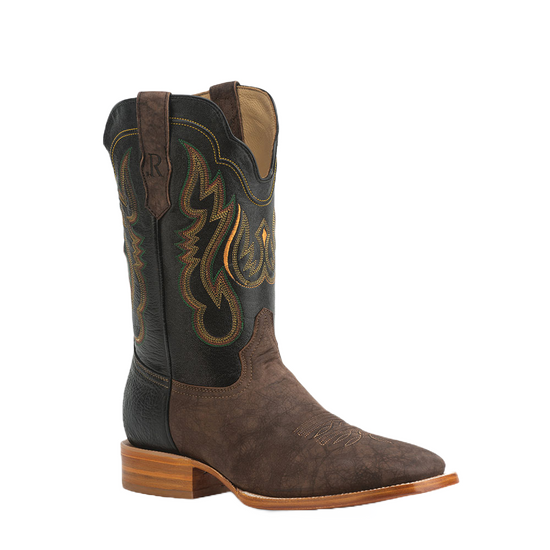 R. Watson Men's Antique Miel Black Goat Square Toe Boots RW8003-2