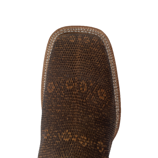 R.Watson® Men's Cognac Ring Lizard Square Toe Boots RW7901-2