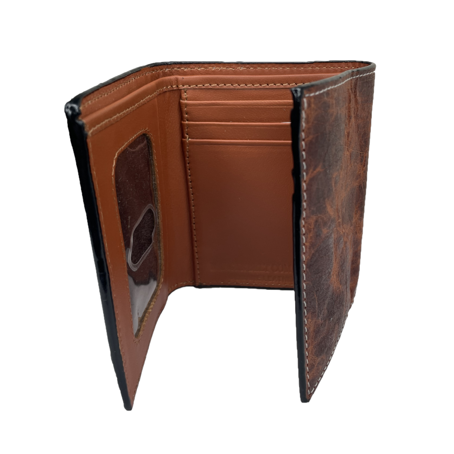 Ranger Belt Company® Floral Embossed Trifold Brown Leather Wallet WH-533T