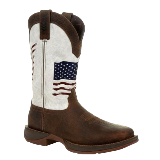 Durango® Men's 12" Rebel Bay Brown & White Flag Western Boots DDB0312