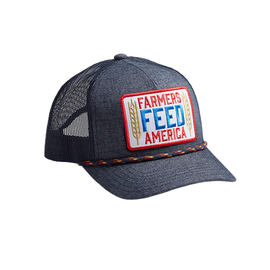Load image into Gallery viewer, Rural Cloth Farmers Feed America Graphic Denim &amp;amp; White Trucker Cap FFA-H02
