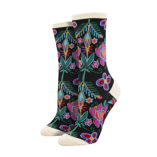 SockSmith Ladies Alyssa Floral Black Socks WNC2638-BLK