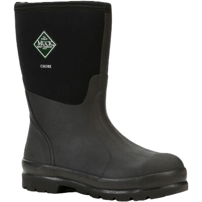 Muck Men's Chore Classic Mid Black Pull On Rubber Boots CHM-000A-BL