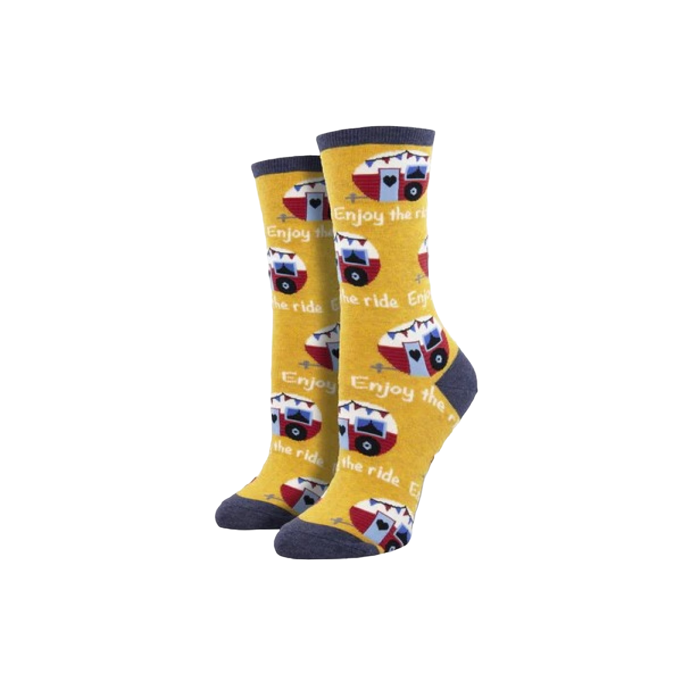 SockSmith Ladies Enjoy The Ride Gold Heather Crew Socks WNC2382-GDH