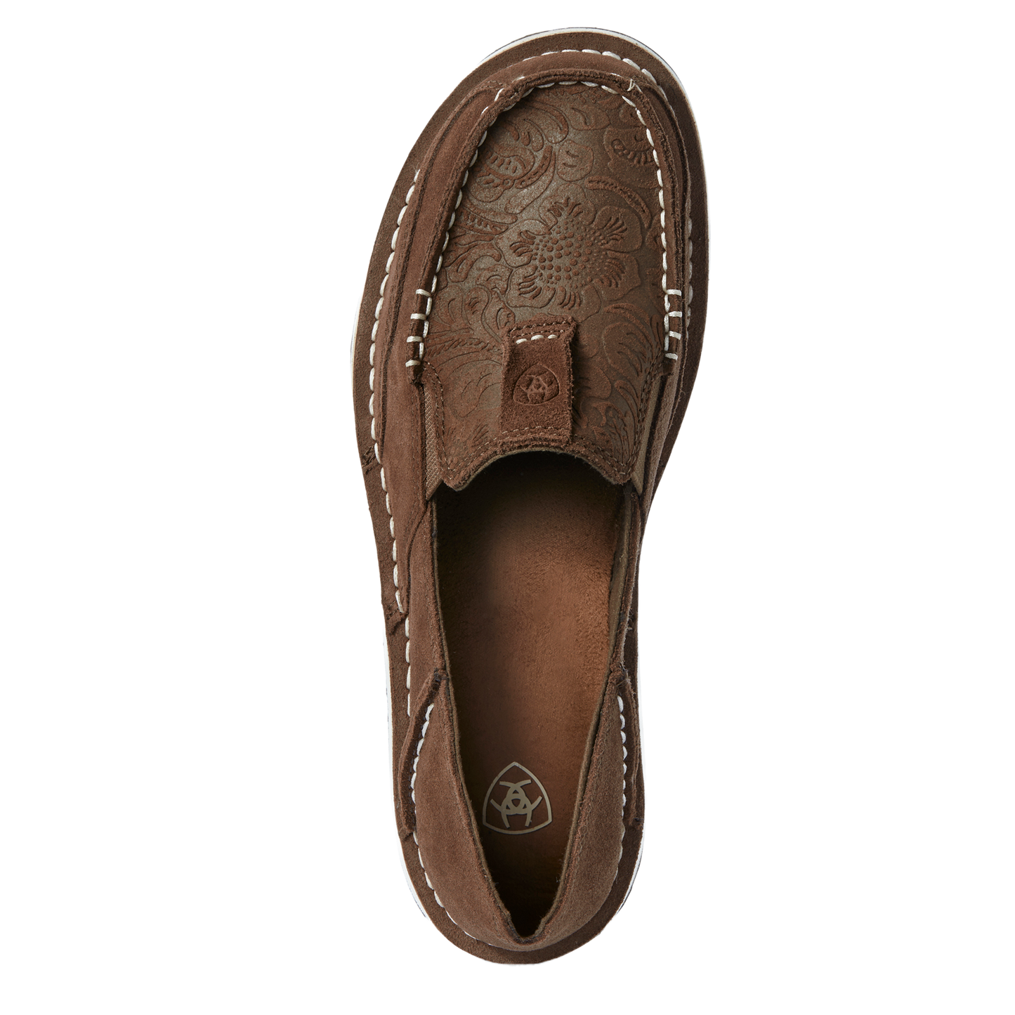 Ariat Ladies Cruiser Floral Embossed Suede Brown Slip On Shoes 10031609