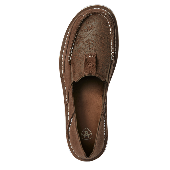 Ariat Ladies Cruiser Floral Embossed Suede Brown Slip On Shoes 10031609
