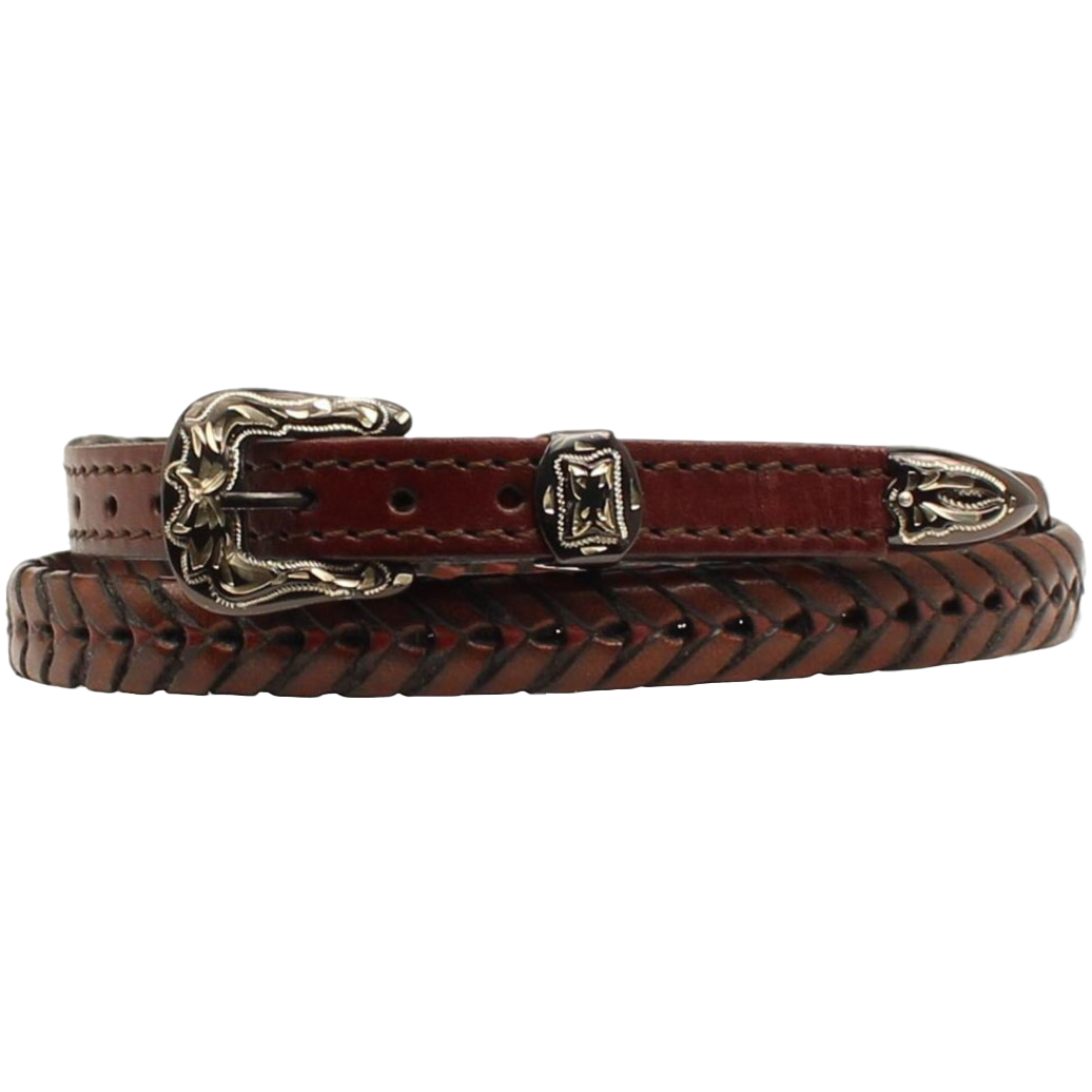 Twister Laced with Smooth Tabs Brown Hatband 0201602