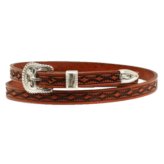 Twister Men's Leather Tooled 3 Piece Tan Hatband 0201308