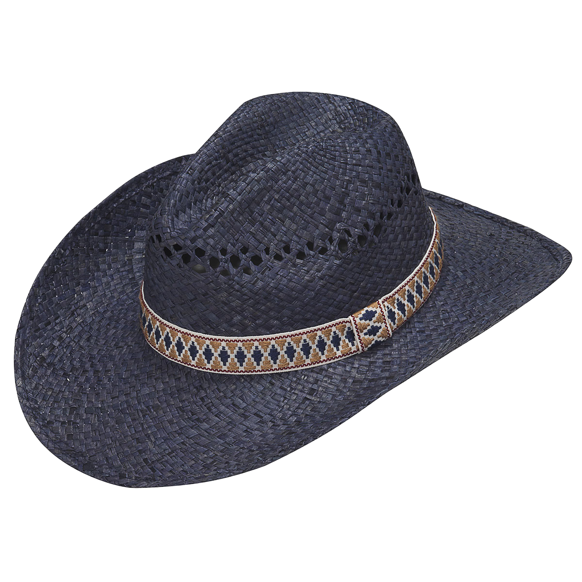 Twister Unisex Vented Raffia Straw Navy Cowboy Hat 7110603