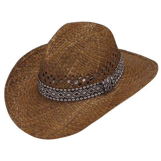Twister Unisex Diamond Chocolate Raffia Cowboy Straw Hat 7110847