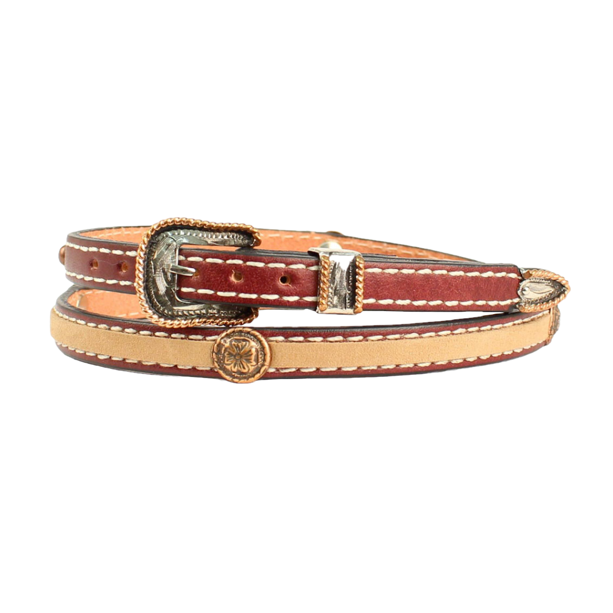 Twister Leather With Round Copper Conchos Hatband 0200508